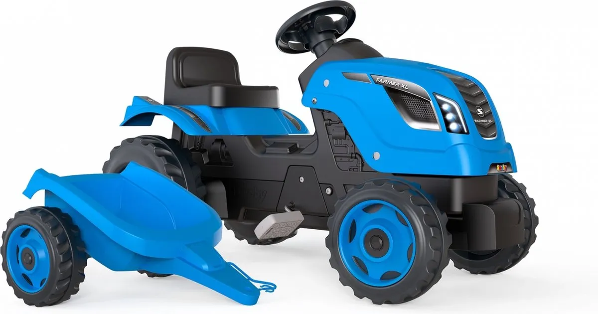 Smoby Tractor Aanhangwagen 7600710129 - Blauw/Zwart