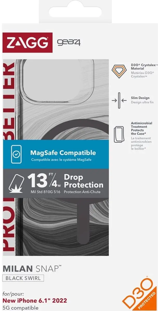 Gear4 Milan Backcover Hoesje iPhone 14 - Black Swirl - 702010099 - afbeelding 2 van 6
