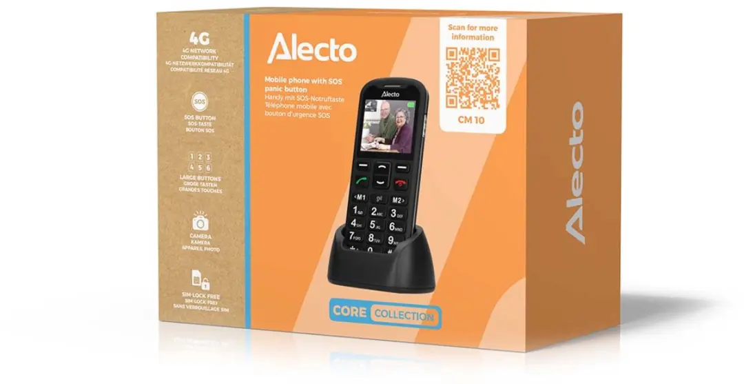 Alecto CM10 Senioren GSM - 4G - SOS-knop - Zwart - afbeelding 6 van 6