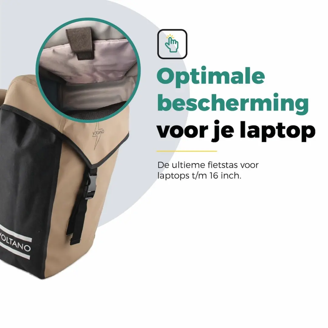Voltano Dubbele Fietstas Modern Beige/Zwart - 50L - Reflecterend