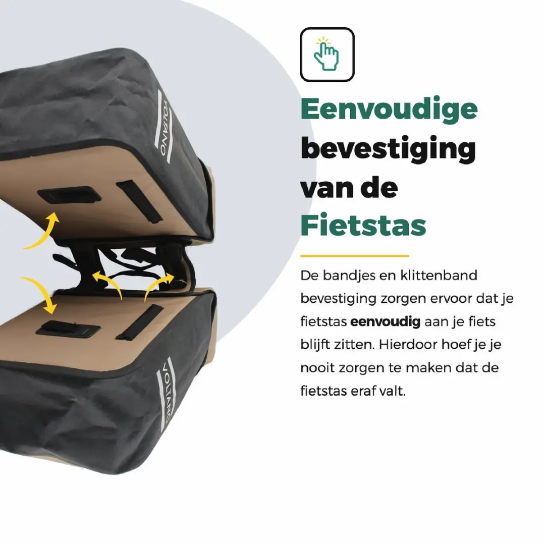 Voltano Dubbele Fietstas Modern Beige/Zwart - 50L - Reflecterend - afbeelding 6 van 6