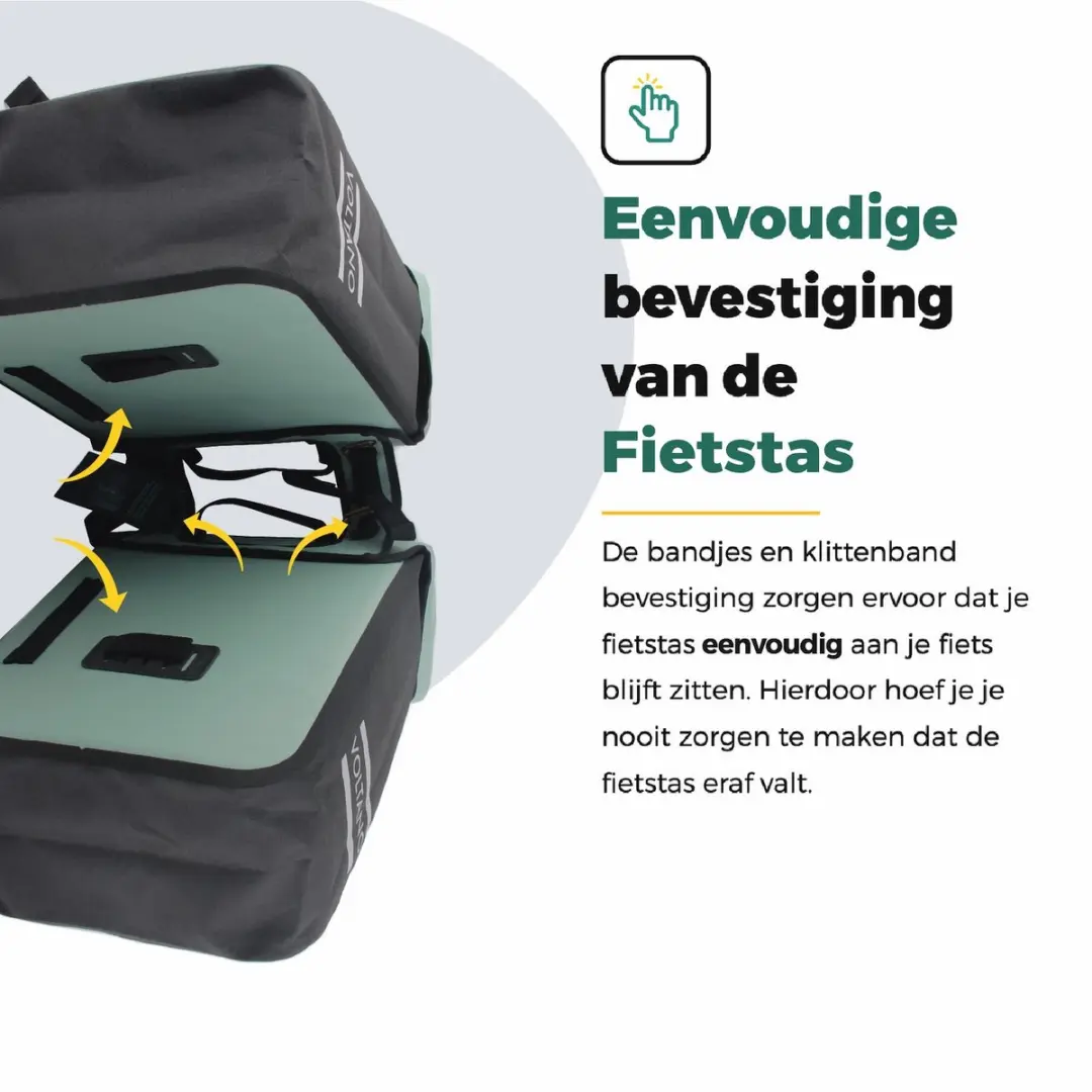 Voltano Dubbele Fietstas Modern 50L - Mintgroen/Zwart - afbeelding 6 van 6