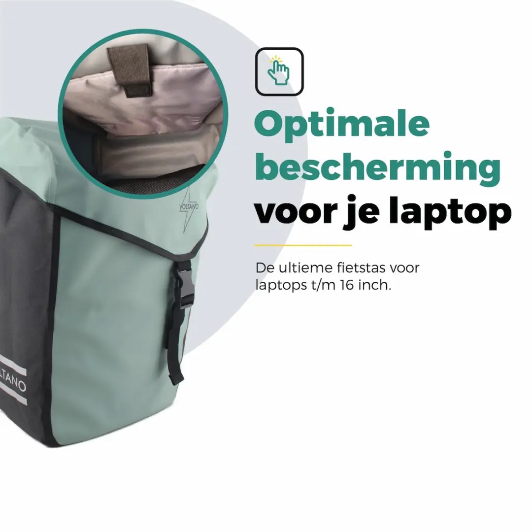 Voltano Dubbele Fietstas Modern 50L - Mintgroen/Zwart