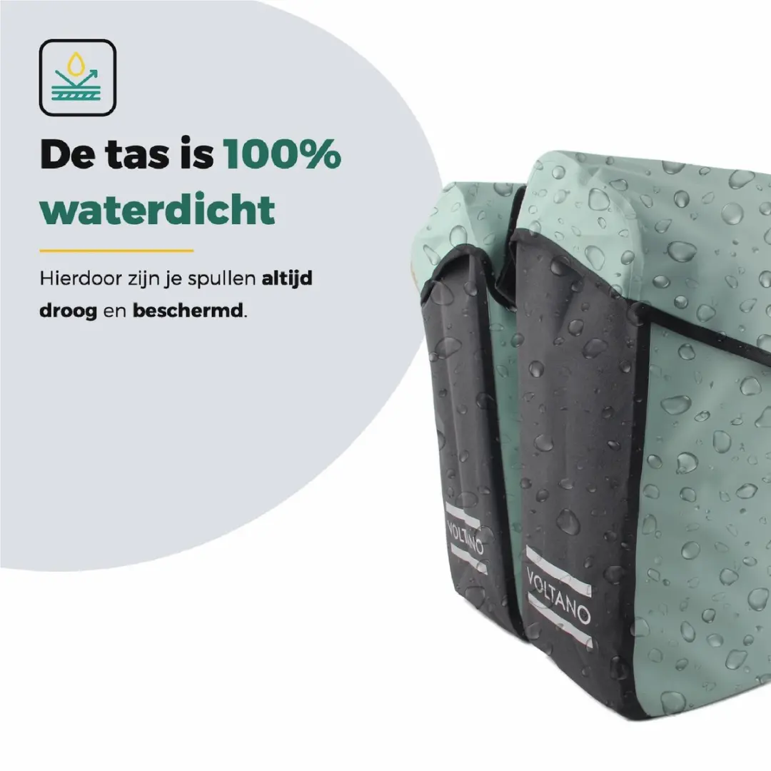 Voltano Dubbele Fietstas Modern 50L - Mintgroen/Zwart