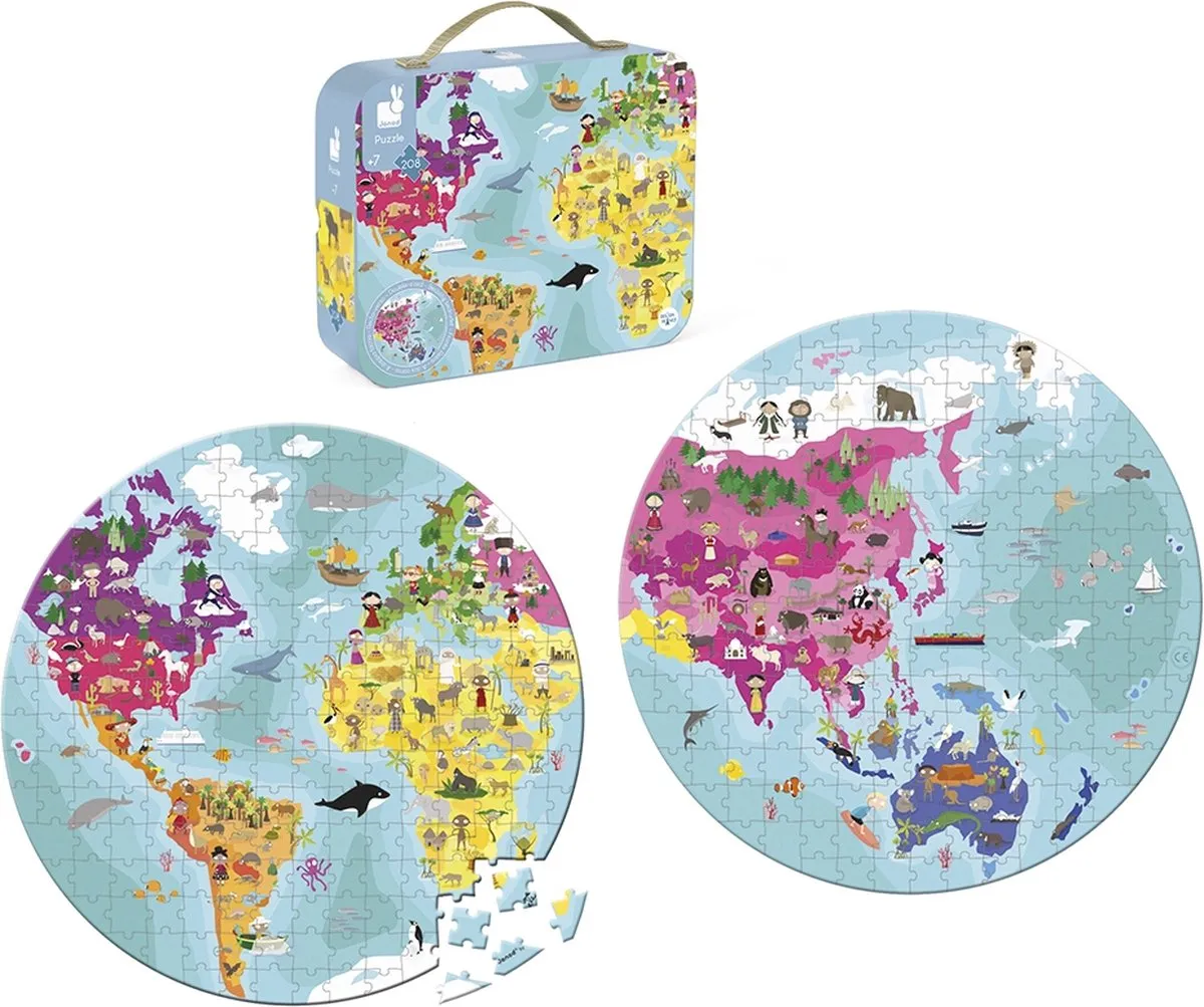 Janod Puzzel De Wereld 208 Stuks