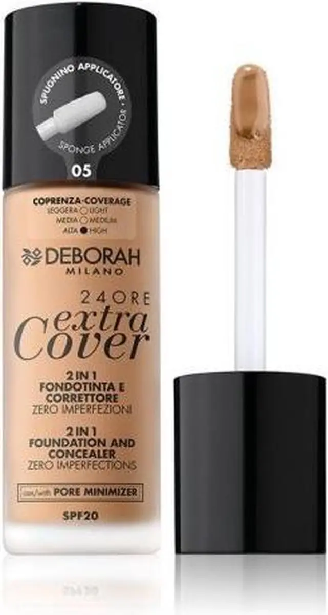 Deborah Milano 24Ore Extra Cover Foundation 05 Dark Amber - 30ml