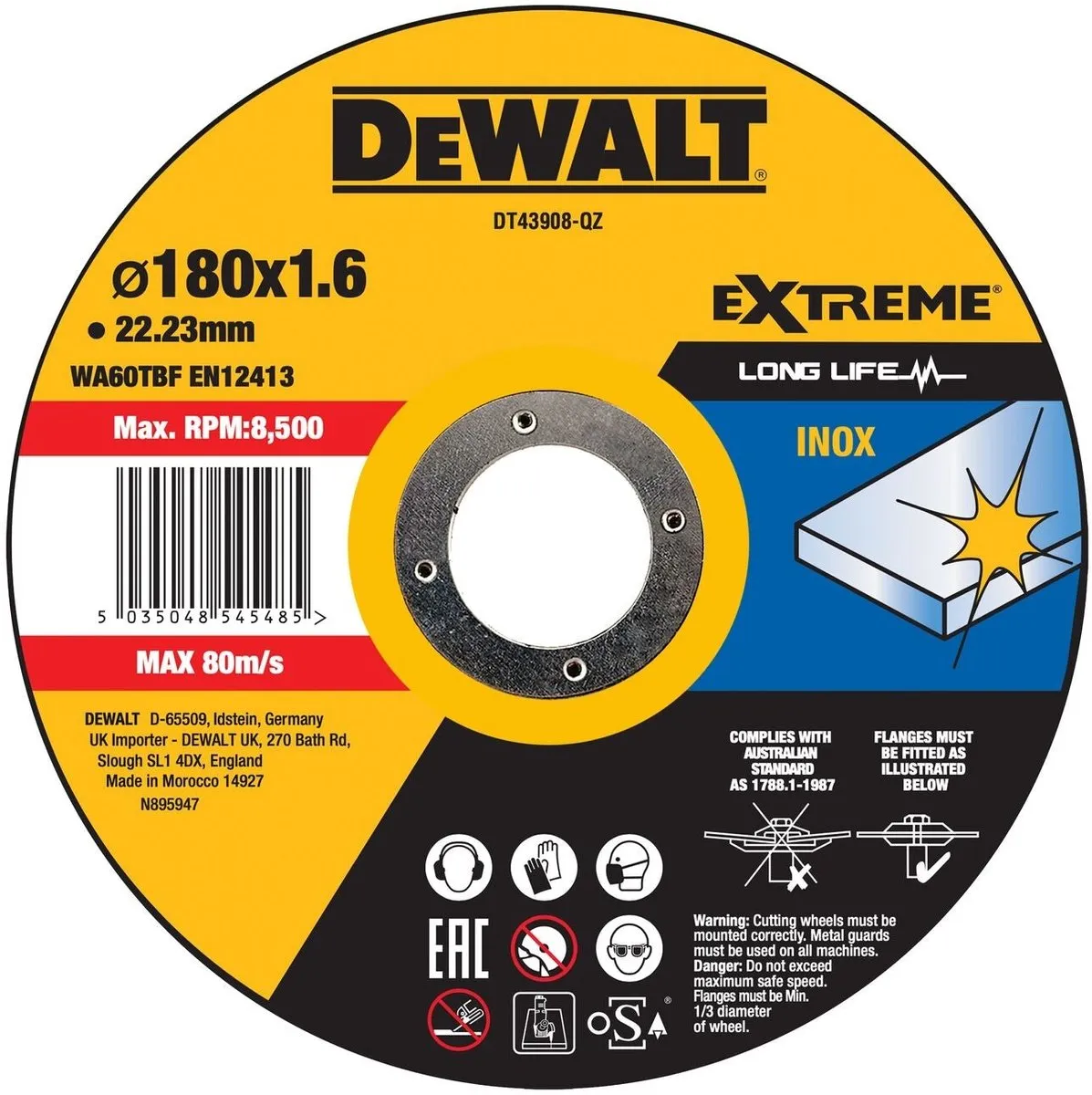DeWalt DT43908 RVS Doorslijpschijf 180mm