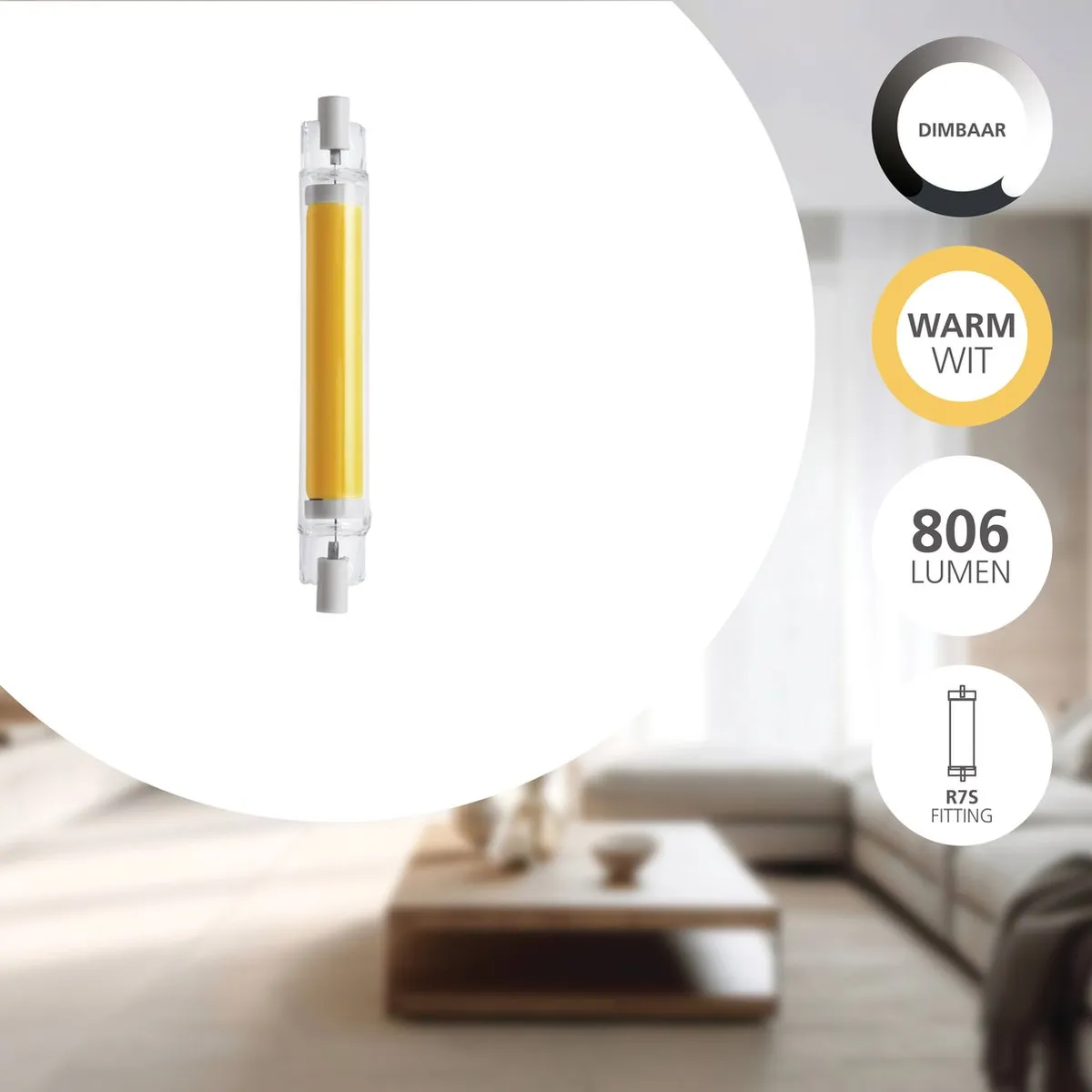 Eglo LED Lamp R7S 8W - Warm wit 2700K - Dimbaar