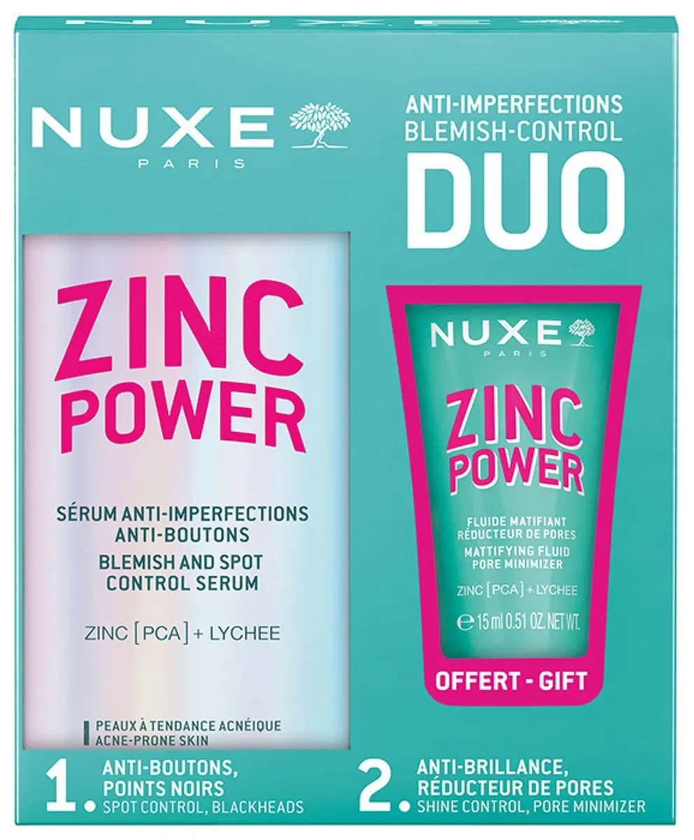 Nuxe Zinc Power Anti-Imperfections Serum 30ml + Matifiant Poriënfluïdum 15ml