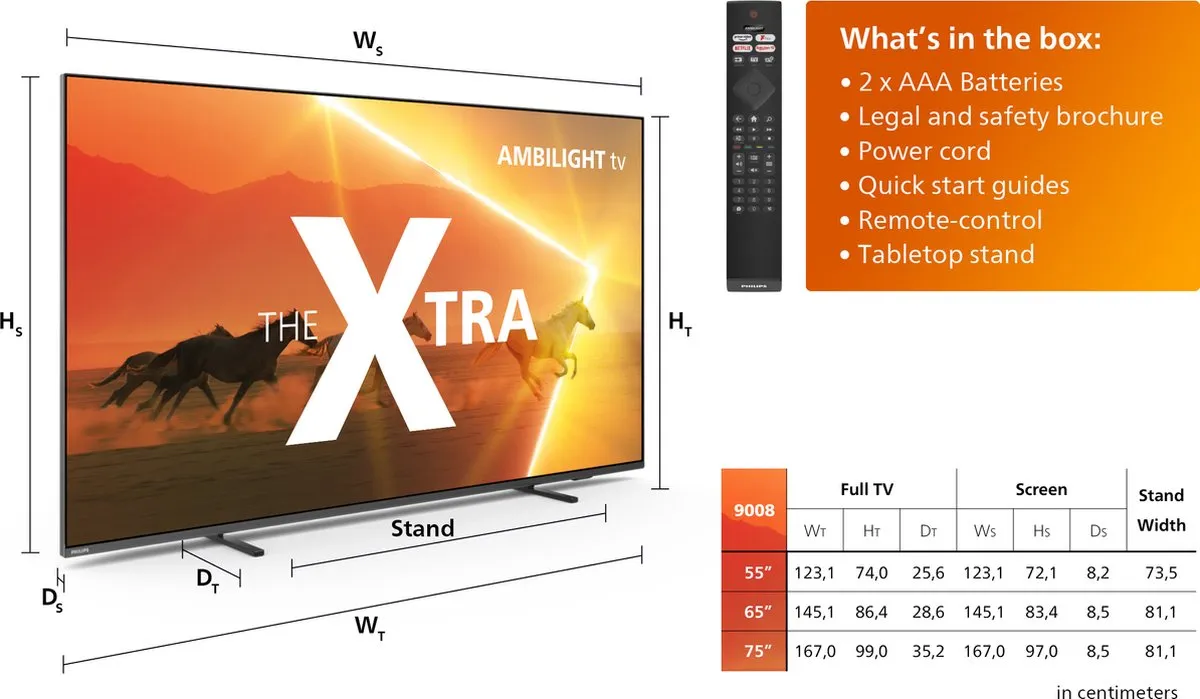 Philips The Xtra 65PML9008/12 65 inch MiniLED TV - Grijs