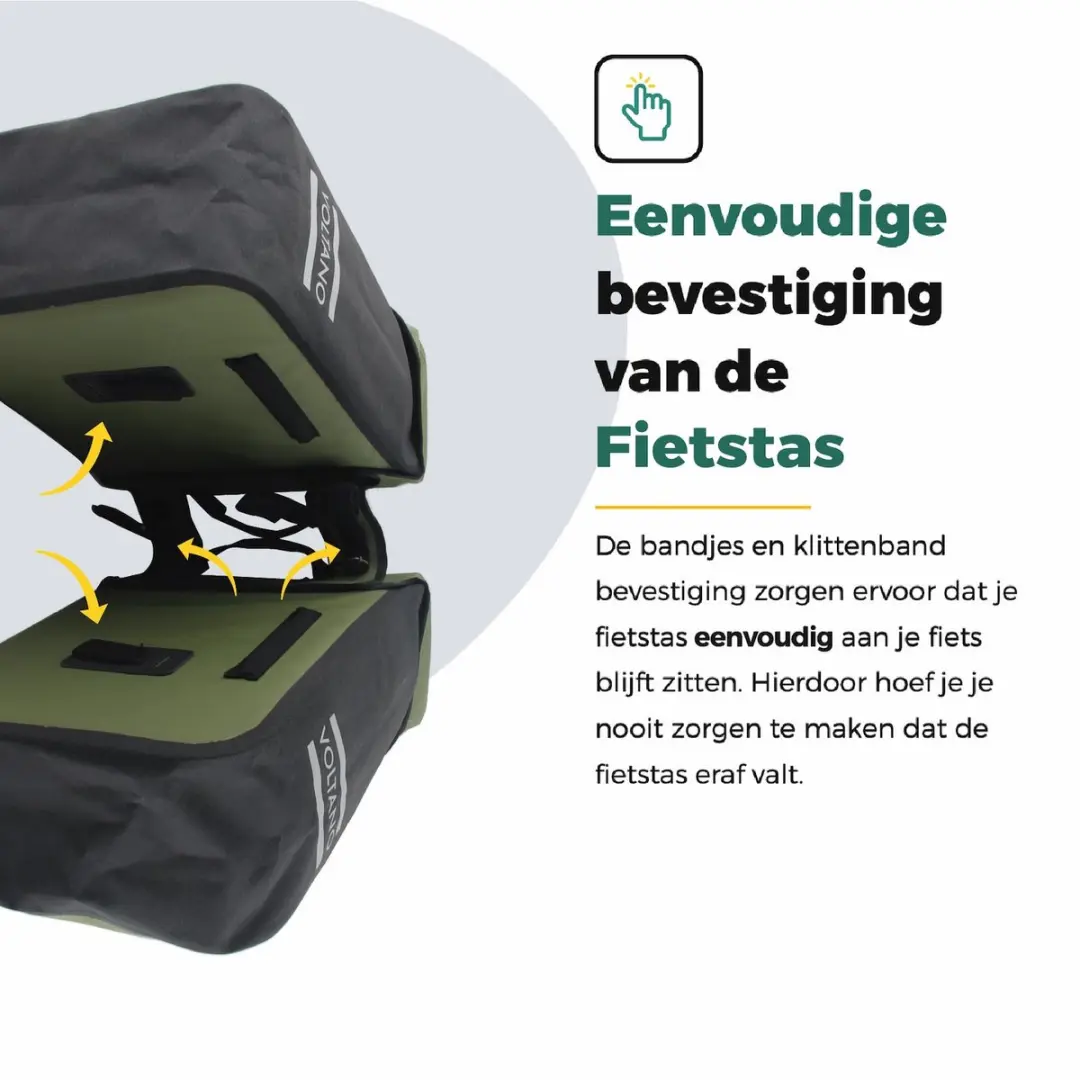 Voltano Dubbele Fietstas Modern Olijf/Zwart - 50L - Reflecterend - afbeelding 6 van 6