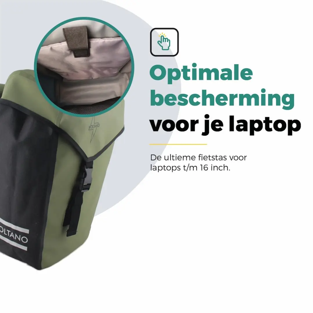 Voltano Dubbele Fietstas Modern Olijf/Zwart - 50L - Reflecterend