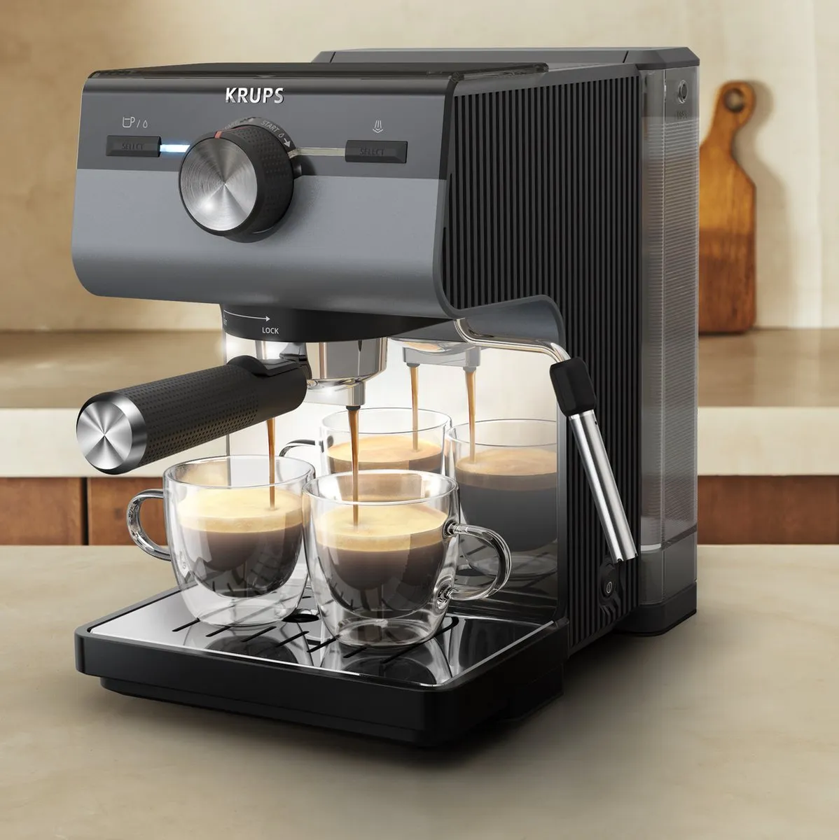Krups Authentic+ XP384G Pistonmachine - Zwart