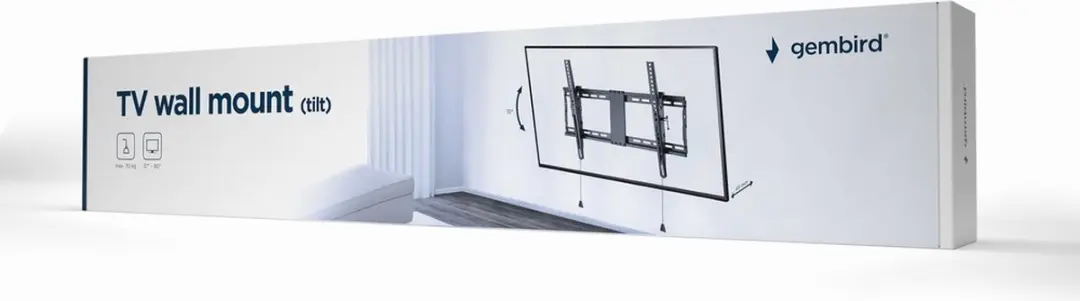 Gembird TV Muurbeugel 80T-01 - Kantelbaar 37-80" - 70 kg - Zwart - afbeelding 6 van 6