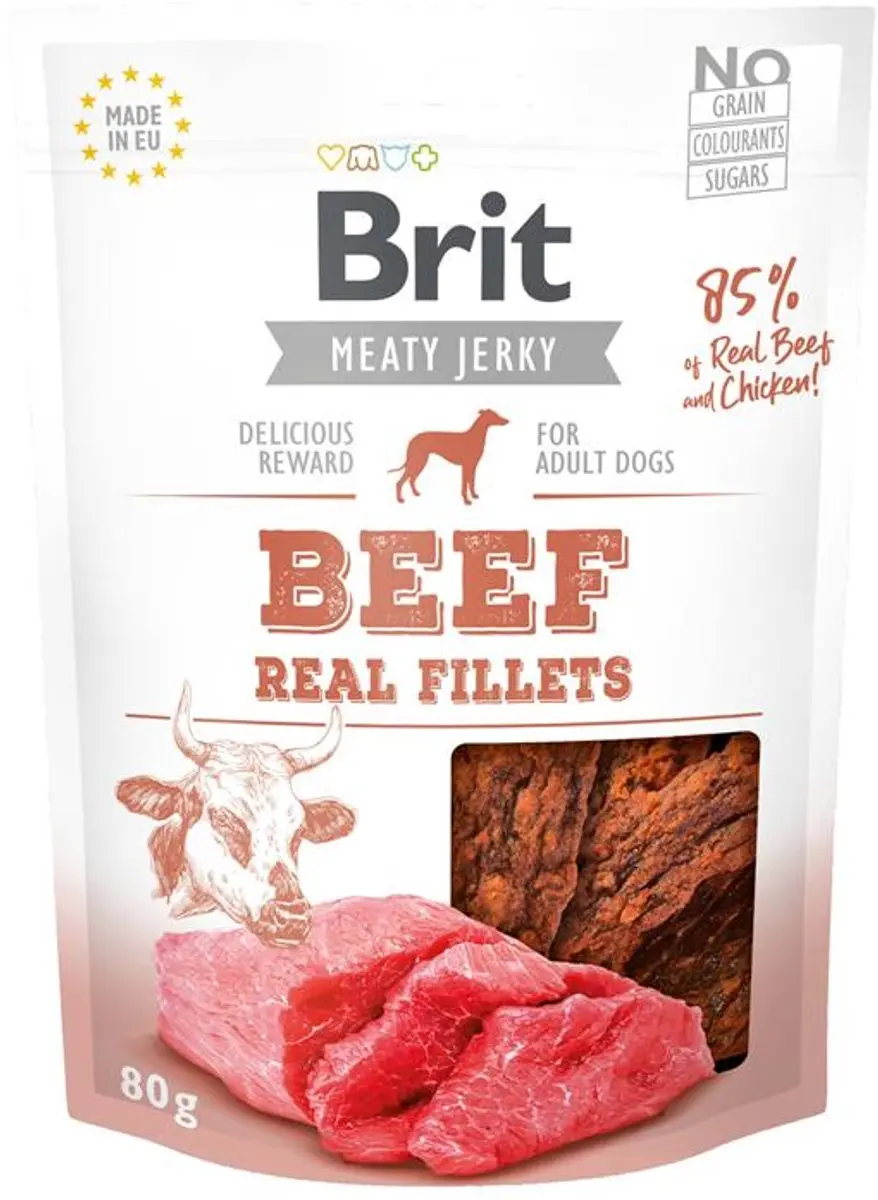Brit Jerky Beef Real Fillets Hondensnoepjes 80g