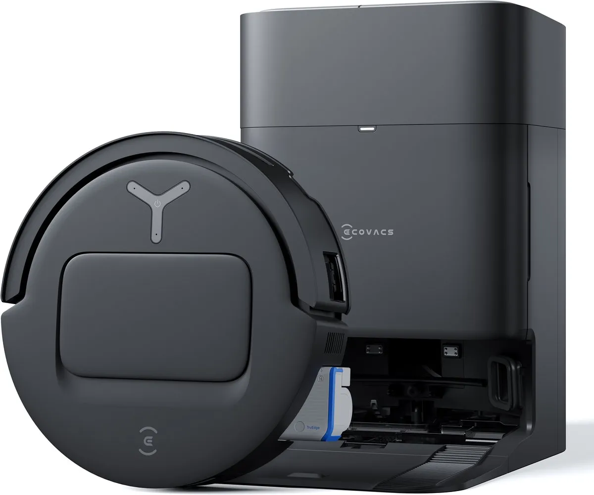 ECOVACS - DEEBOT T80 Omni - Stofzuig en dweilrobot (zwart) - 18.000 Pa zuigkracht- Zelfreinigende Robotstofzuiger met Warmwater – Dweilsysteem - Automatisch Leegstation - Geschikt voor dierenharen