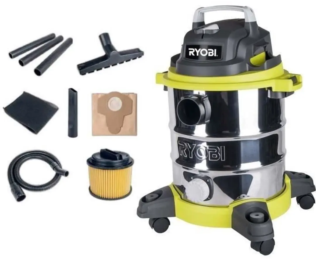 Ryobi RVC-1220I-G Natte Droge Stofzuiger 1250W 20L - Roestvrij staal
