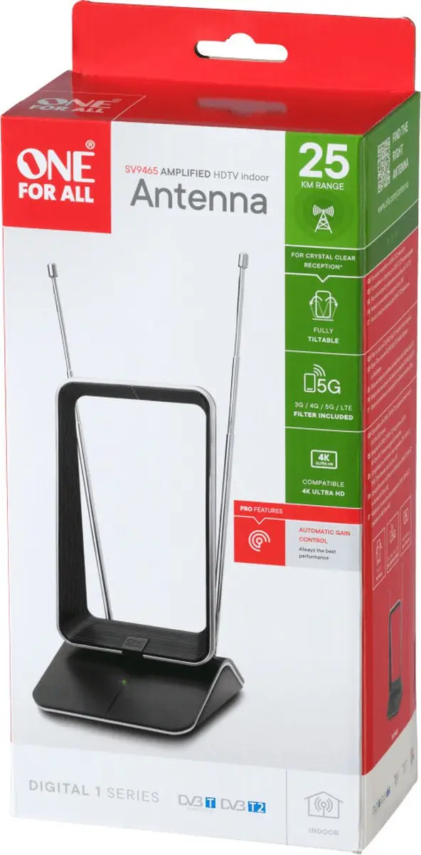 One For All SV 9465-5G Passieve DVB-T/T2 Antenne - Zwart - afbeelding 6 van 6