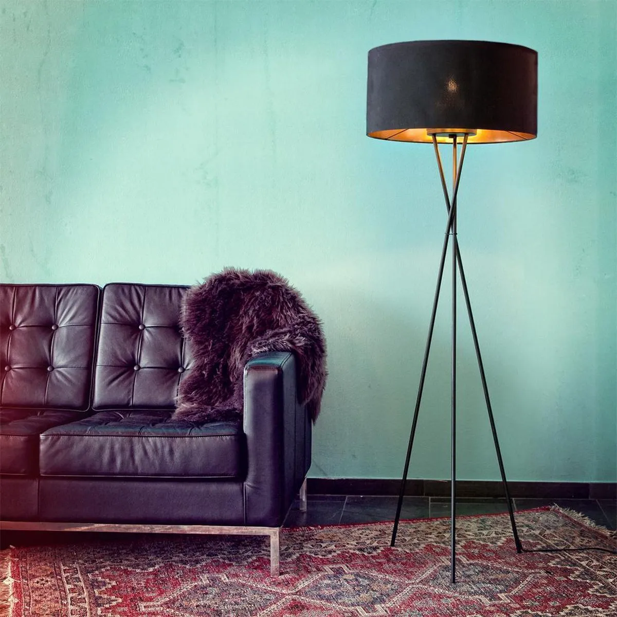 Eglo Fondachelli Vloerlamp E27 151,5cm - Zwart/Koper