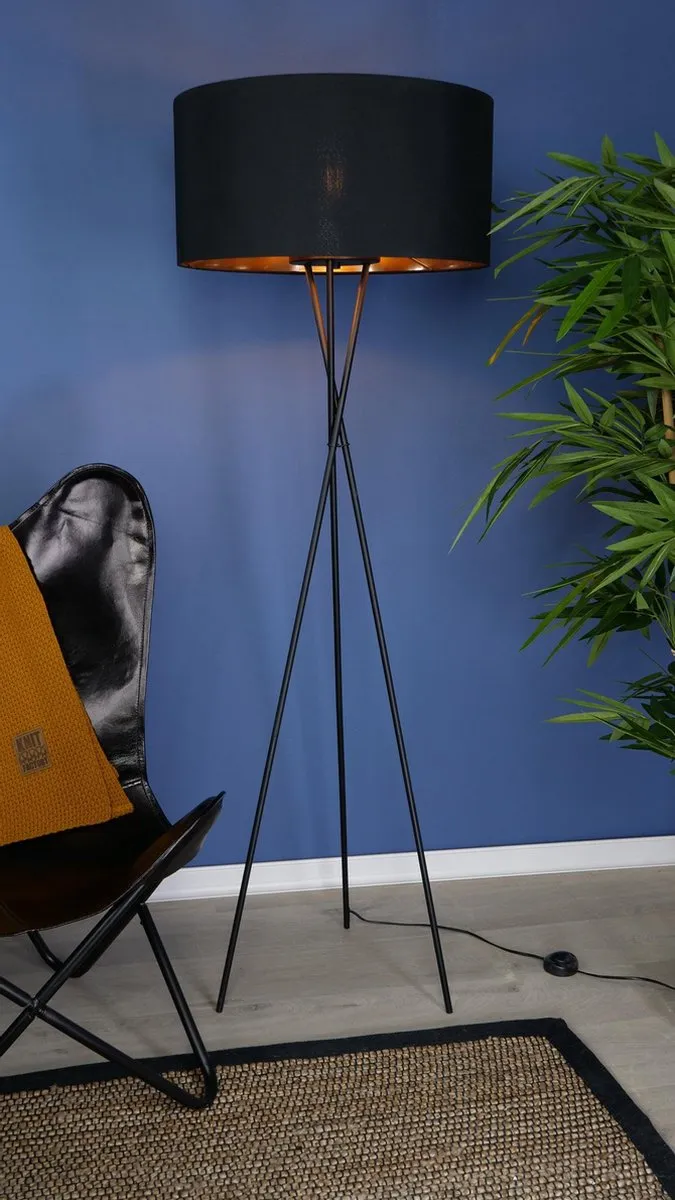 Eglo Fondachelli Vloerlamp E27 151,5cm - Zwart/Koper