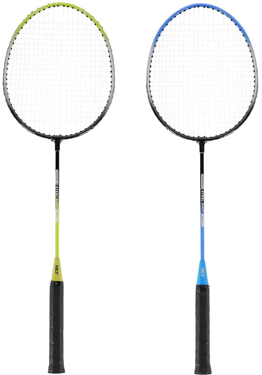 Nils NRZ014 Badminton Set - 4 Rackets, 3 Shuttles - Staal