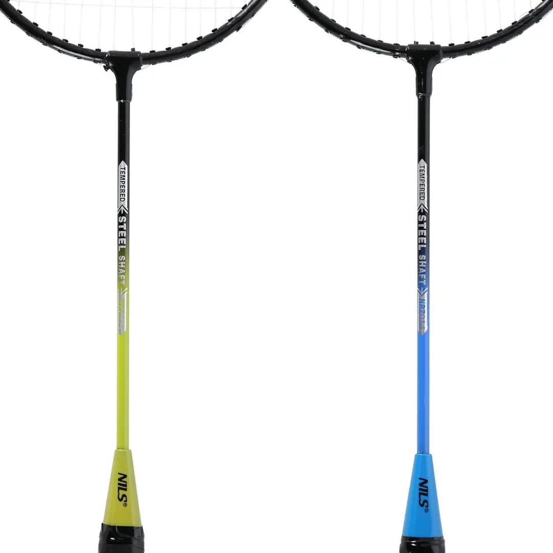 Nils NRZ014 Badminton Set - 4 Rackets, 3 Shuttles - Staal