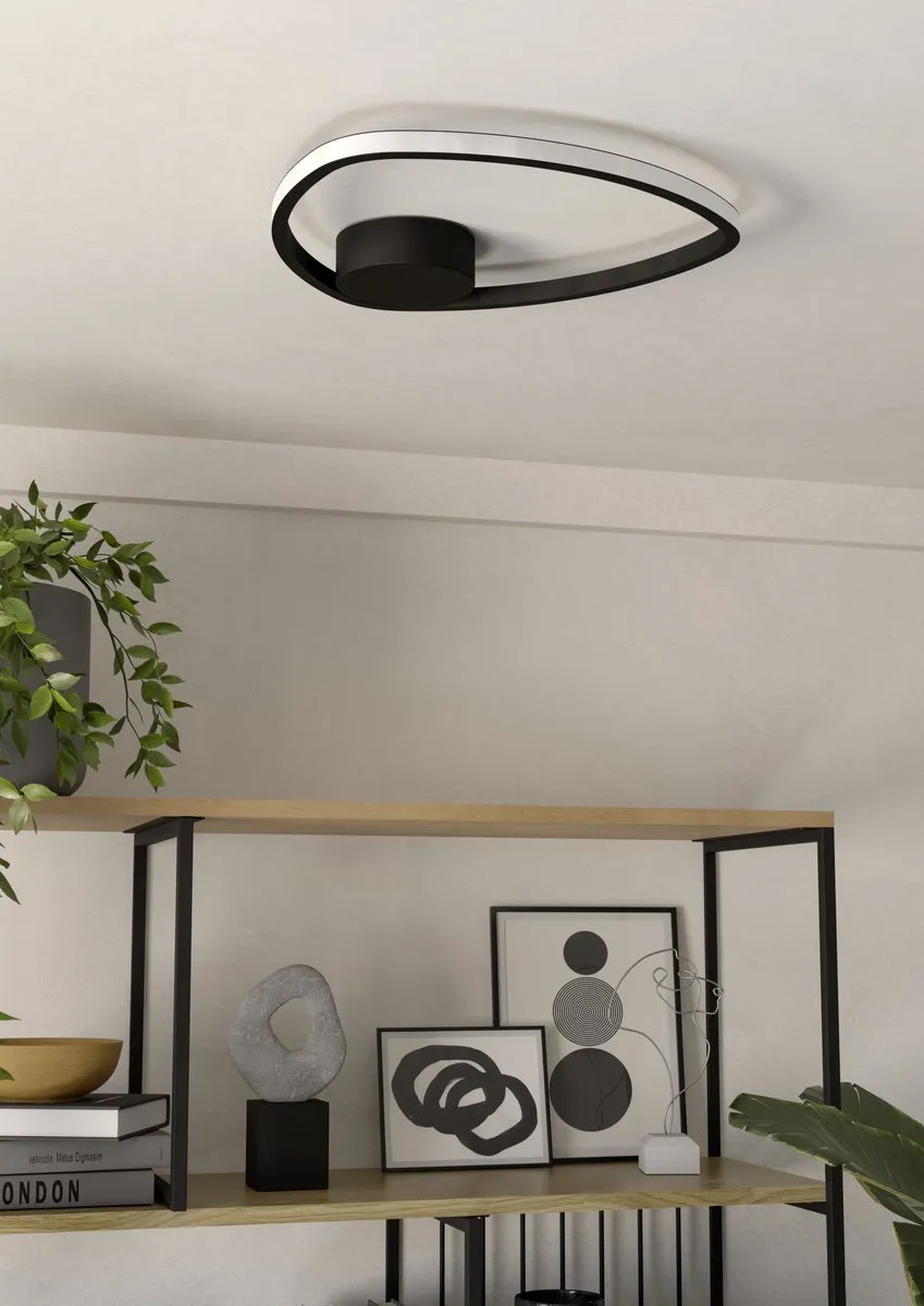 Eglo Moschella Plafondlamp LED - Ø37,5cm - Zwart/Wit