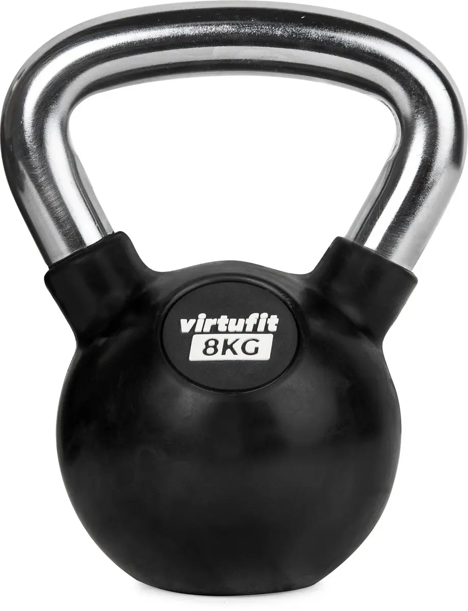 VirtuFit Kettlebell 8 kg - Zwart/Rubber