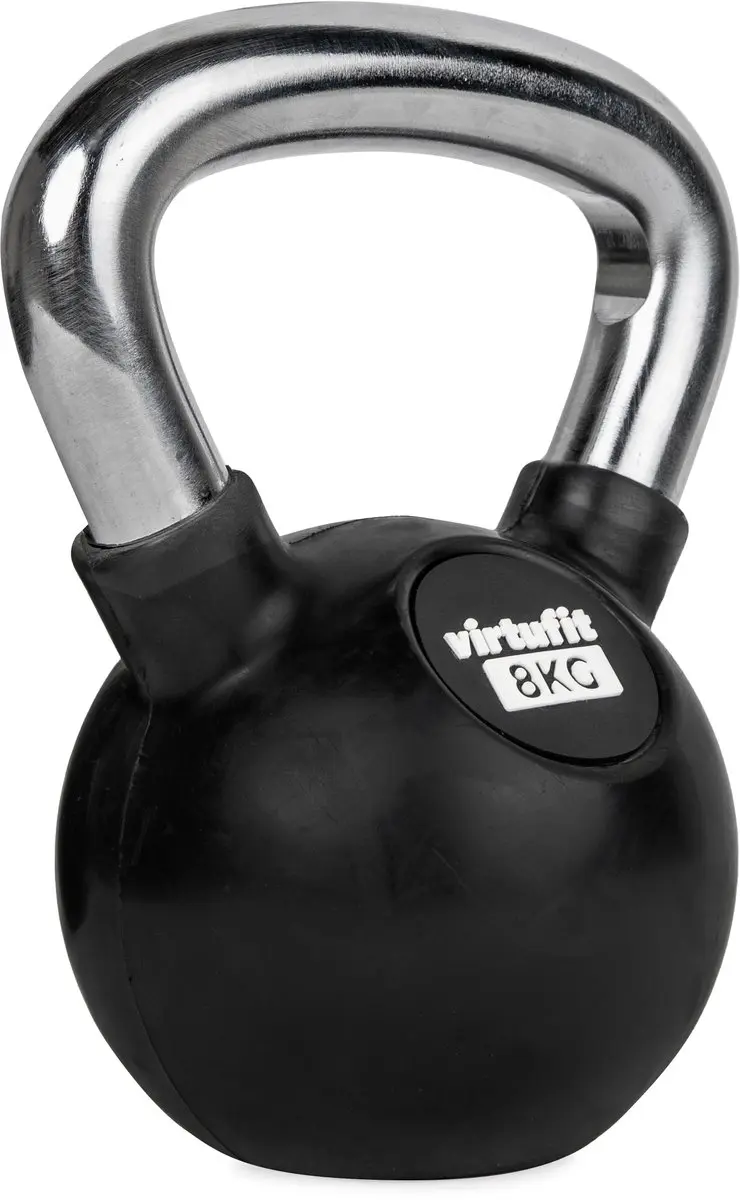 VirtuFit Kettlebell 8 kg - Zwart/Rubber