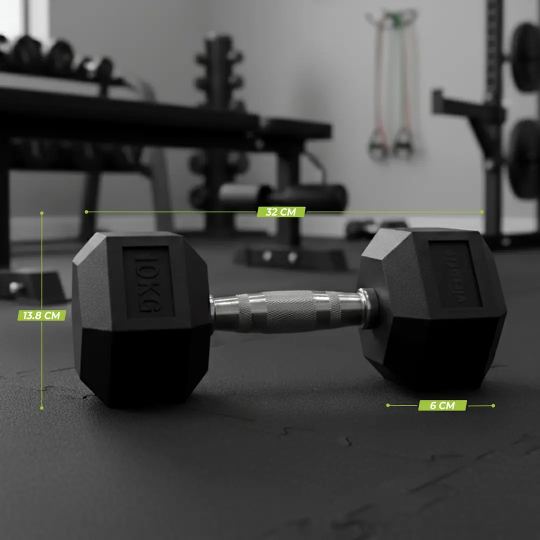VirtuFit Hexa Dumbbell Pro 10kg - Zilver/Zwart