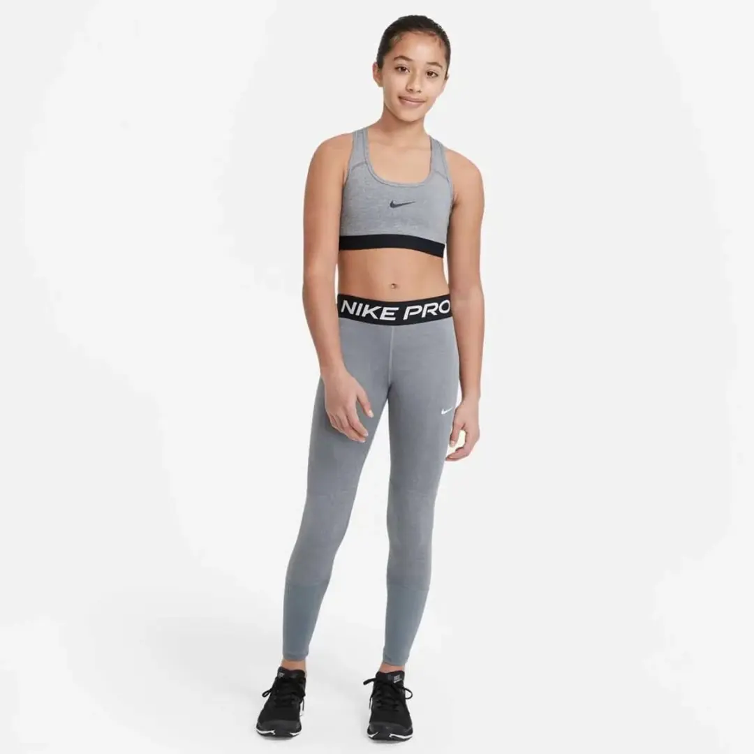 Nike Pro Sportlegging Meisjes 146 - DA1028-091 - Grijs/Zwart/Wit