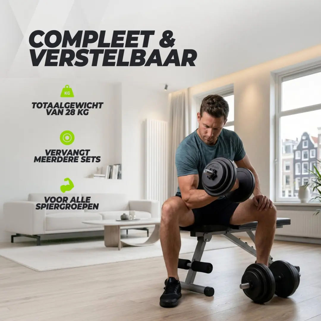 Virtufit Verstelbare Dumbbell Set 28kg - 2x14kg - Zwart
