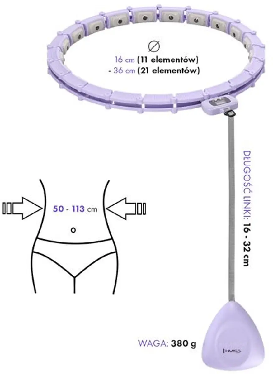 HMS HHM14 Magnetische Hula Hoep 43cm - Violet - afbeelding 6 van 6