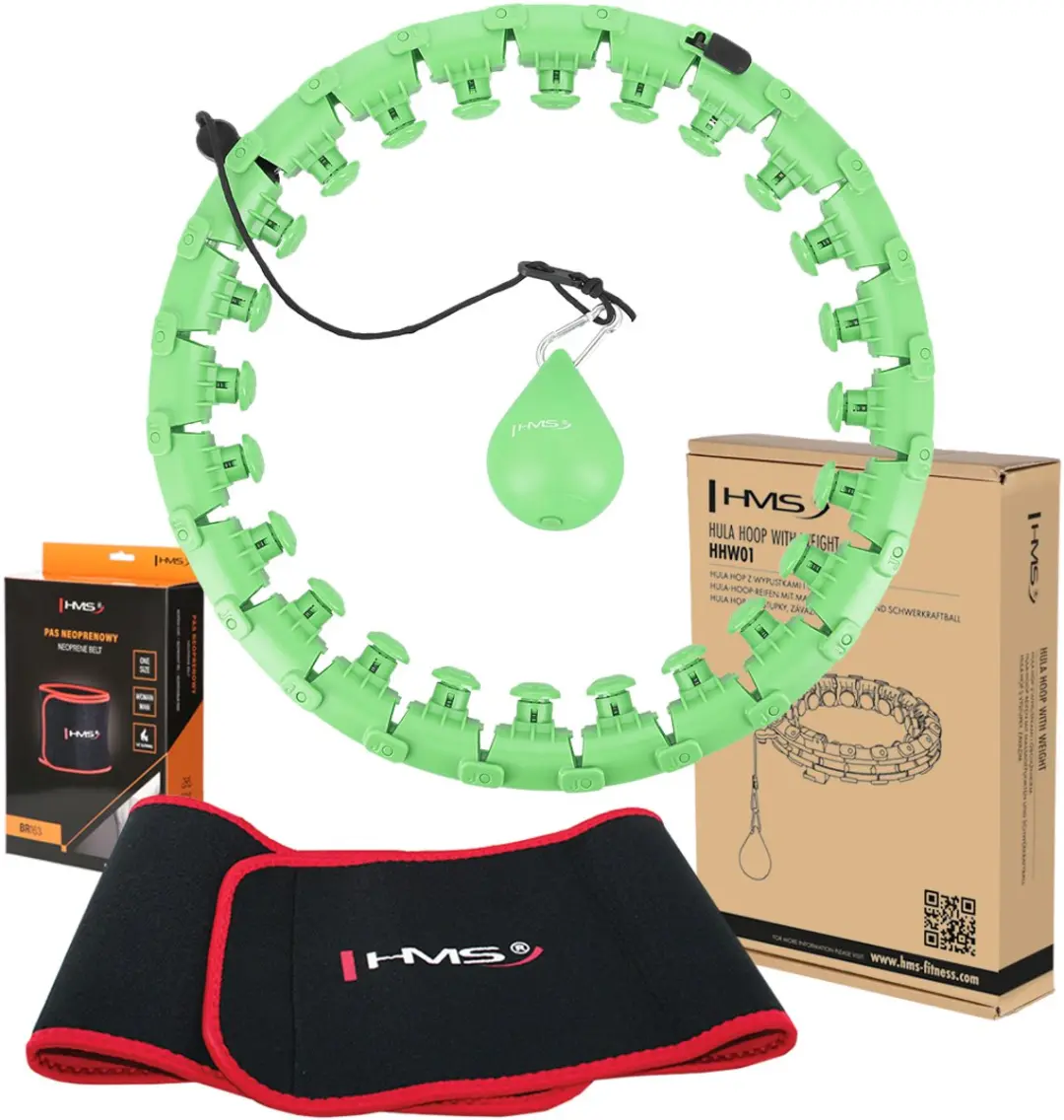 HMS HHW01 Hula-Hoop Set - 26cm - Groene Hoepel met BR163 Afslankgordel