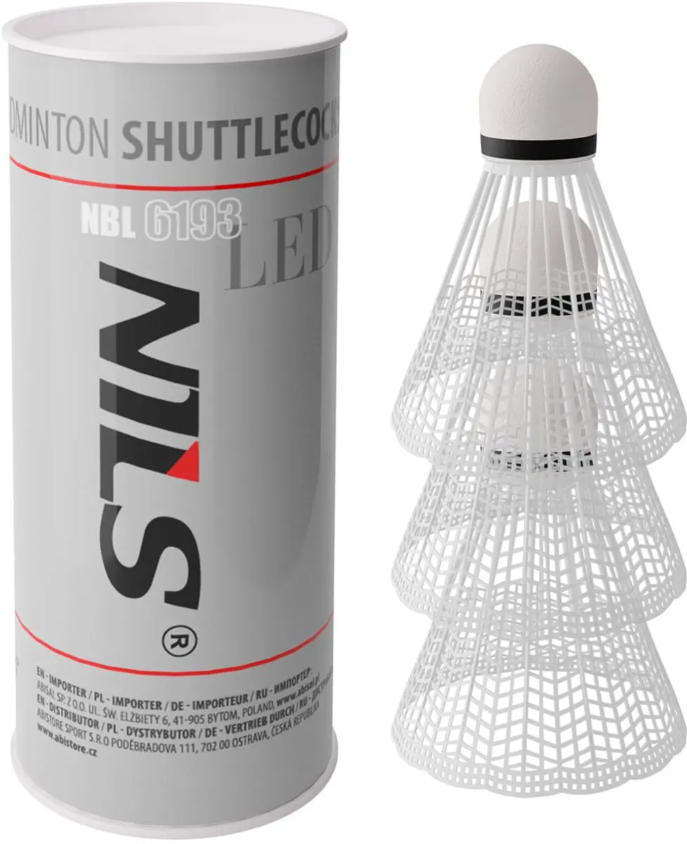 Nils NBL6193 LED Badmintonshuttle - 3 Stuks - Wit