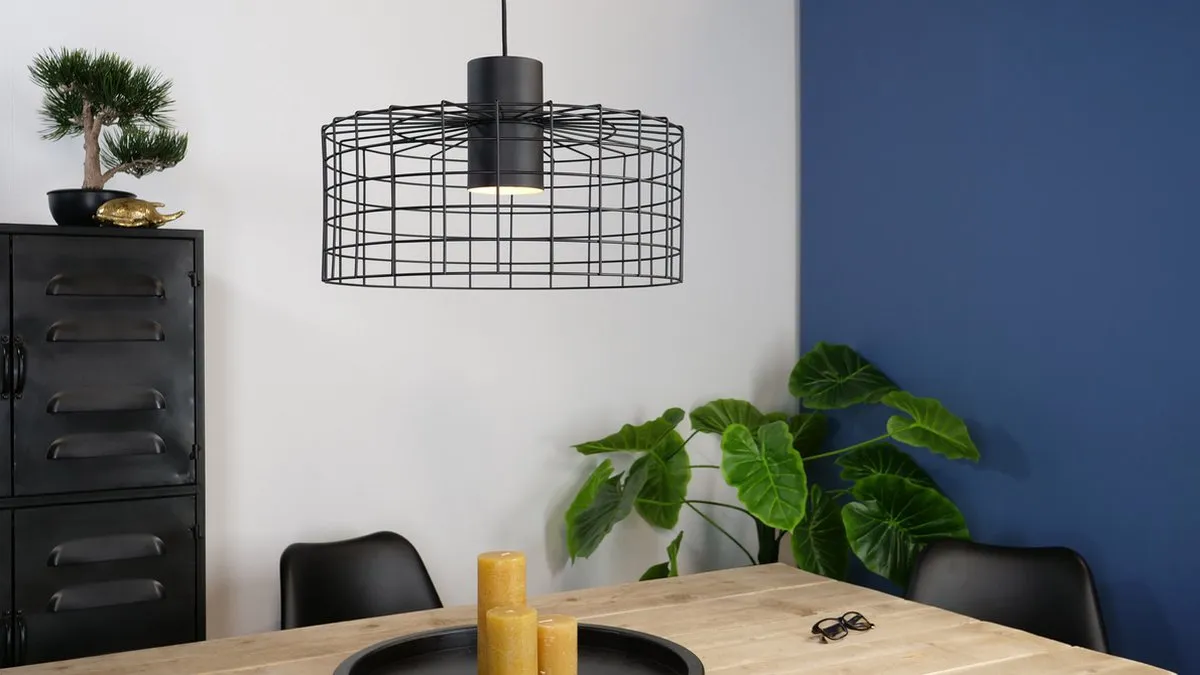 Eglo Milligan Hanglamp E27 - 3-armig - Ø48cm - Zwart/Wit - afbeelding 6 van 6