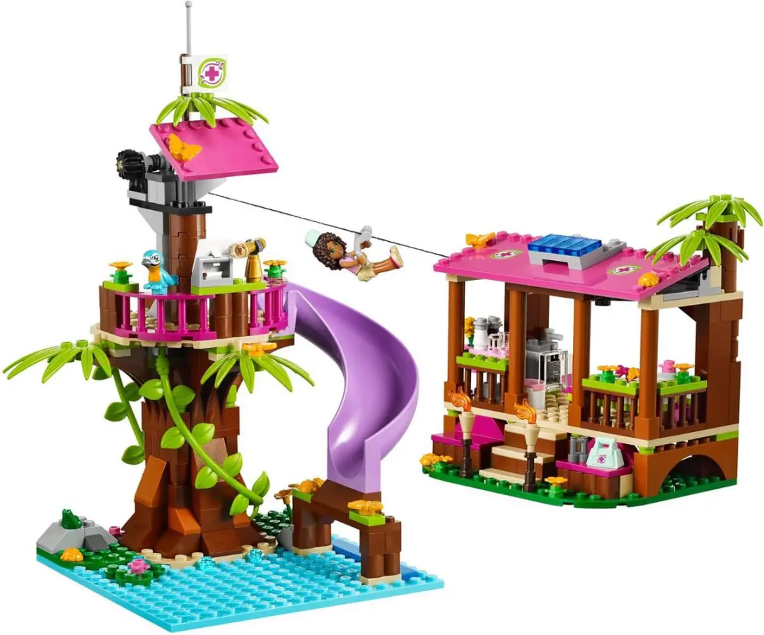 LEGO Jungle Reddingsbasis 472 Stukken - 2 Minifiguren - Paars