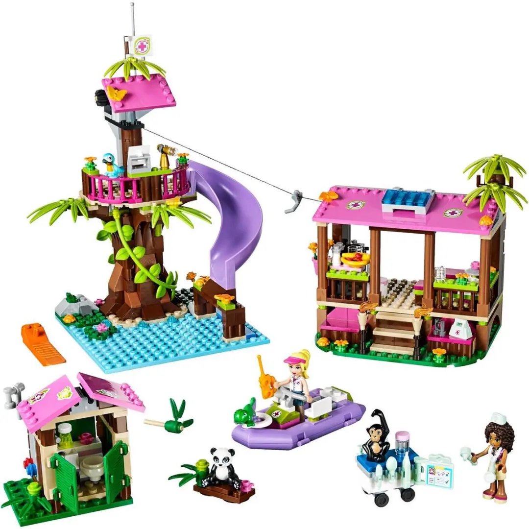 LEGO Jungle Reddingsbasis 472 Stukken - 2 Minifiguren - Paars