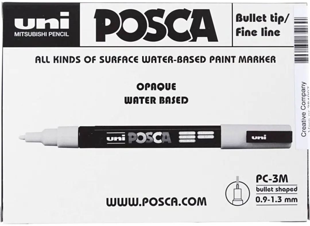 Posca PC-3M Markers - 6 Stuks - Fijn 0,9-1,3mm - Goud/Zilver/Wit