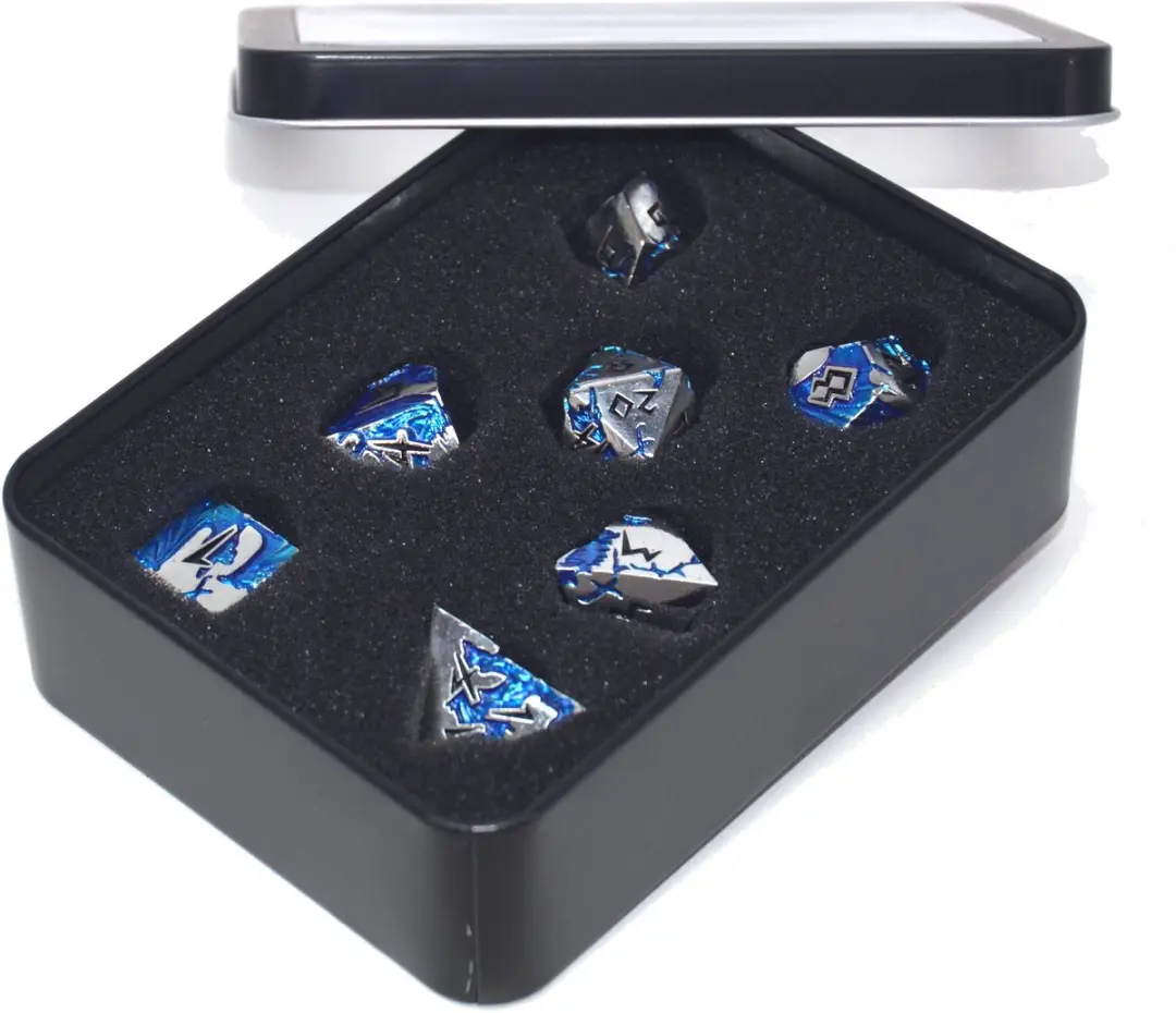 HOT Games Dobbelsteen Set Draak Silver/Blauw
