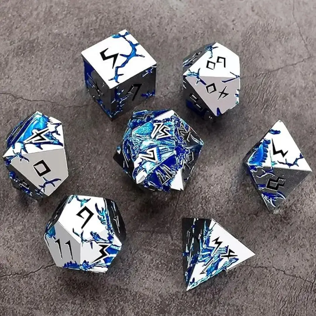 HOT Games Dobbelsteen Set Draak Silver/Blauw