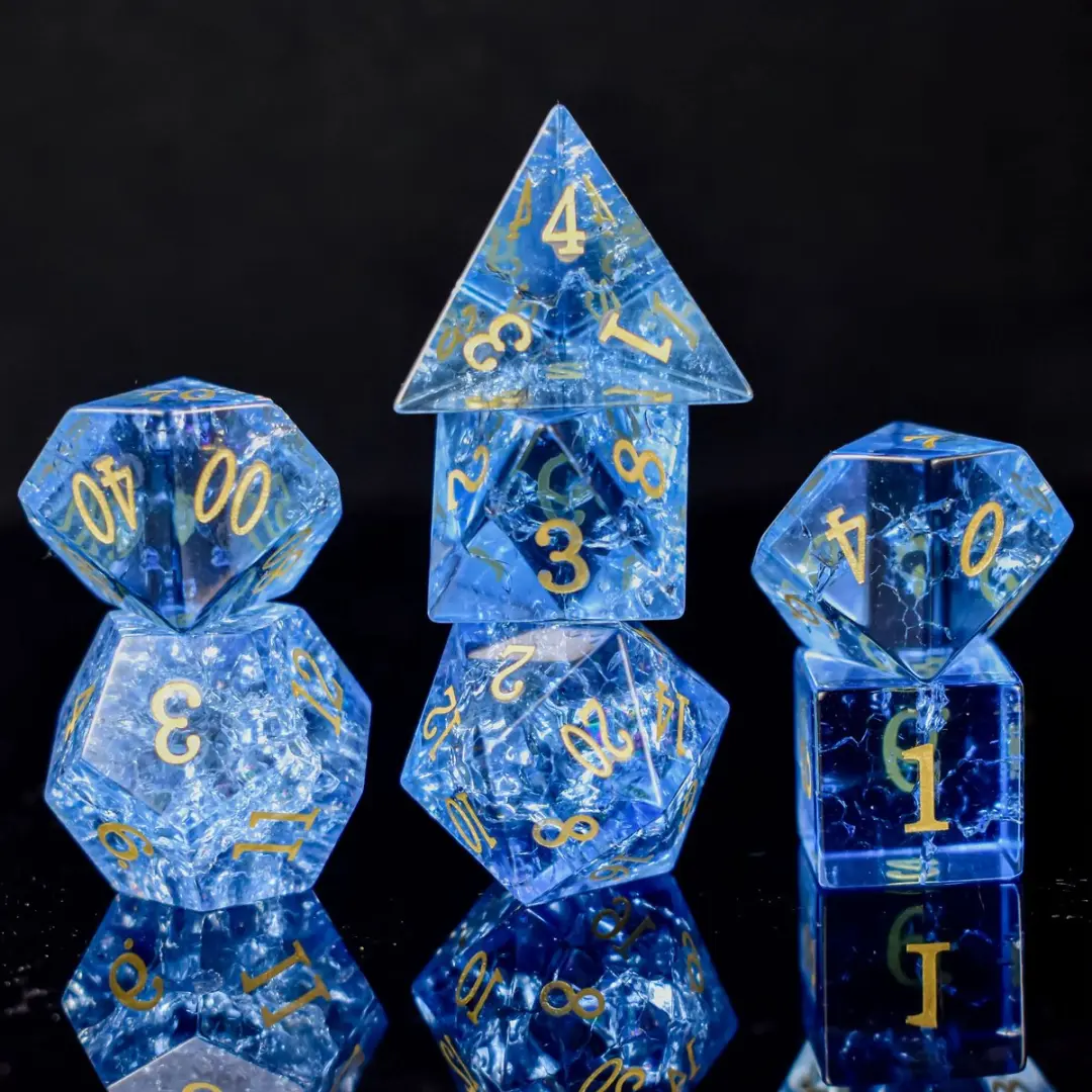 HOT Games Dobbelstenen Set Glas Shattered Blauw