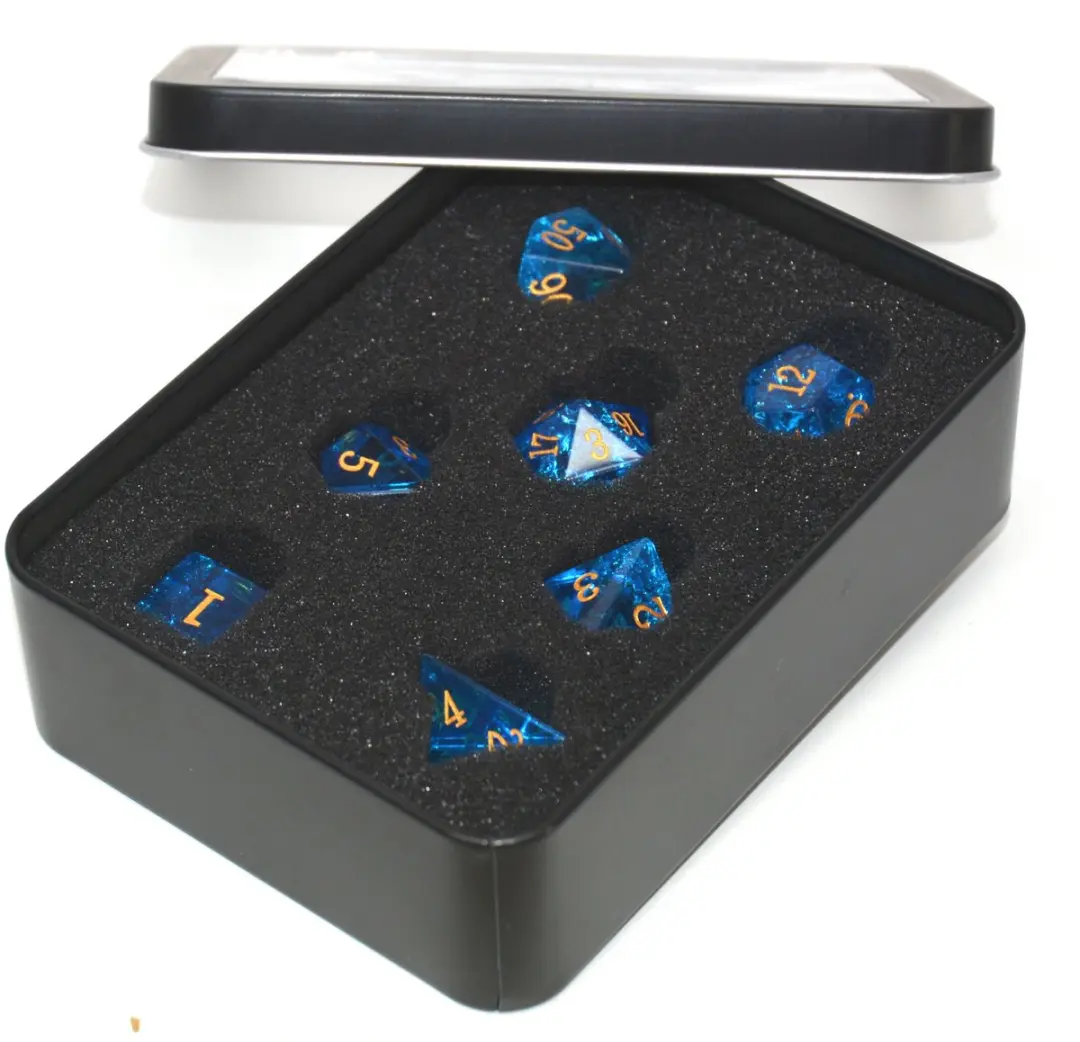 HOT Games Dobbelstenen Set Glas Shattered Blauw