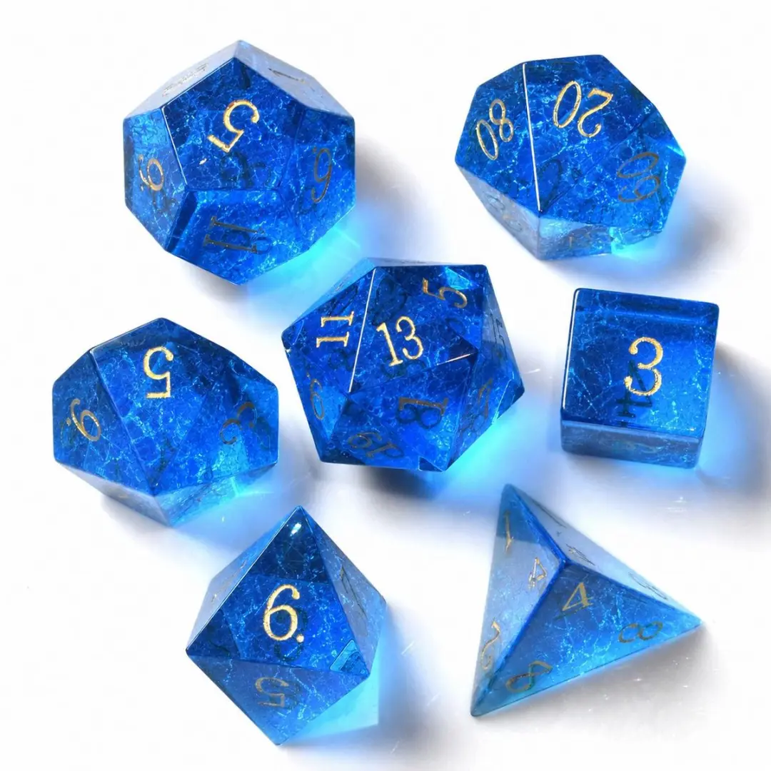 HOT Games Dobbelstenen Set Glas Shattered Blauw
