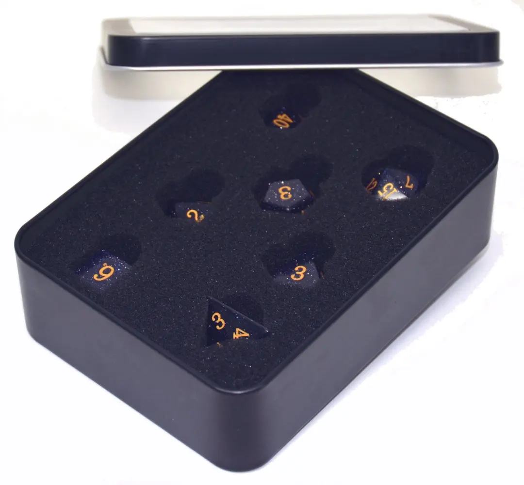 HOT Games Edelsteen Dobbelstenen Set - Diep Blauw Glitter