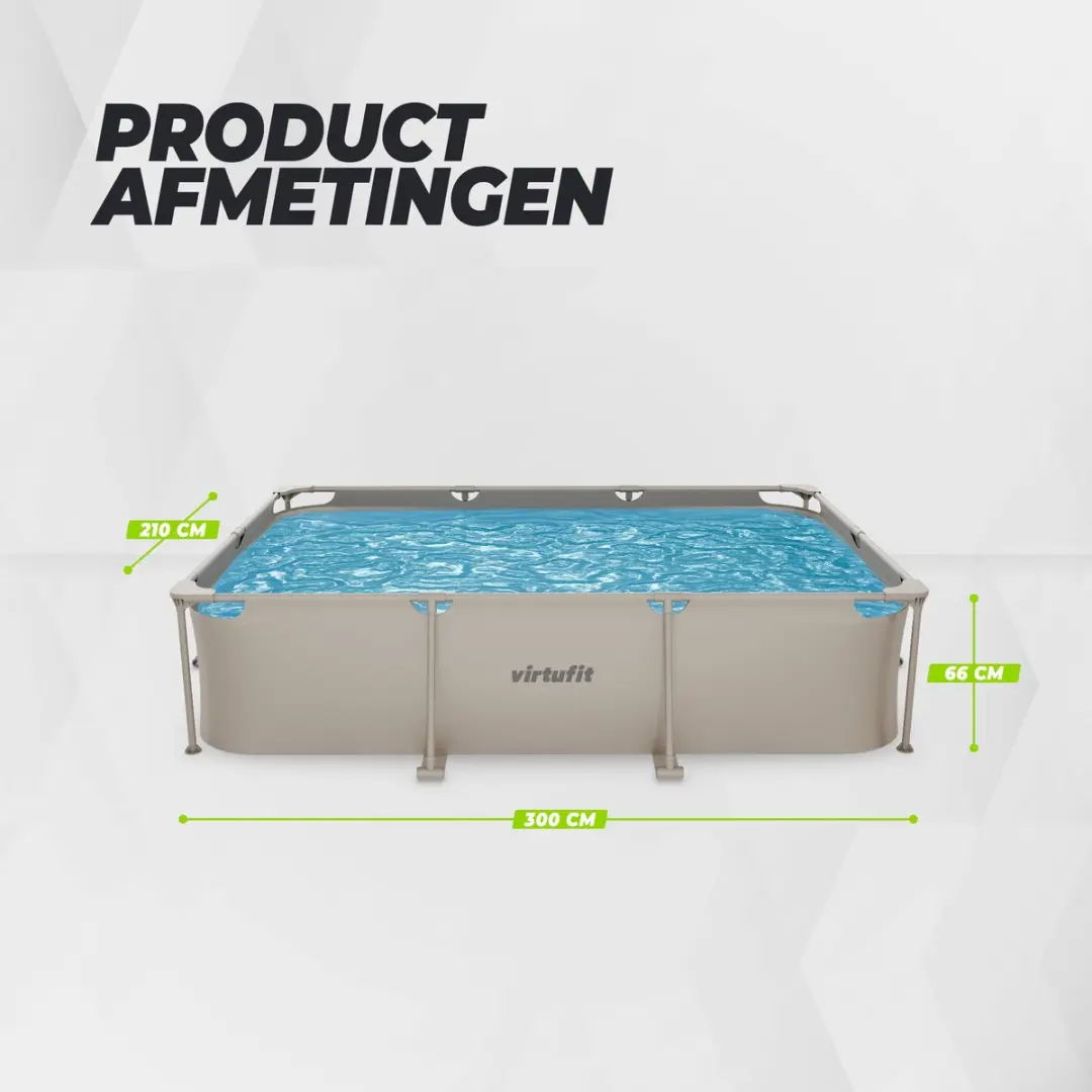VirtuFit Rechthoekig Zwembad VF13094 300x210x66cm - Incl. filterpomp - Beige