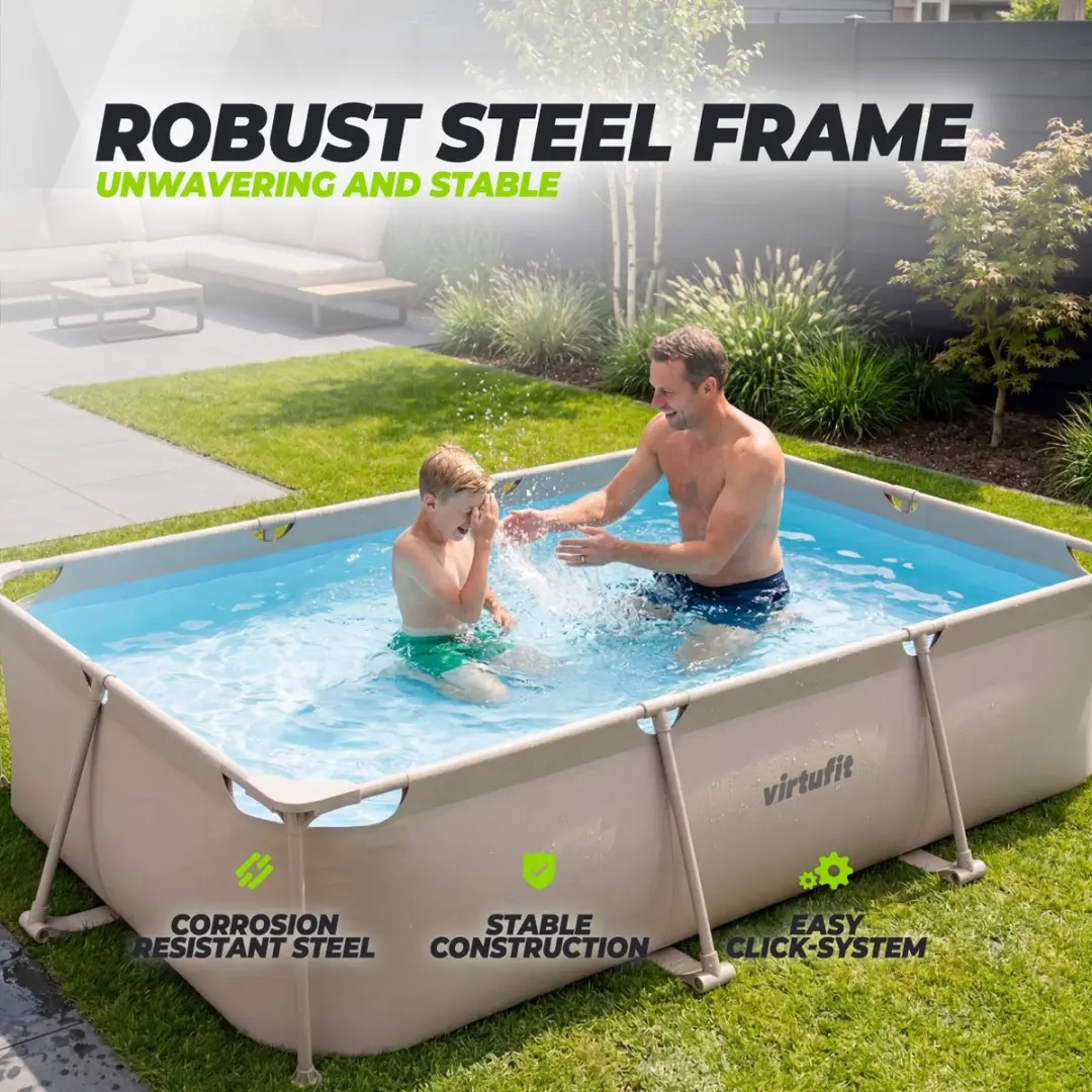 VirtuFit Rechthoekig Zwembad VF13094 300x210x66cm - Incl. filterpomp - Beige