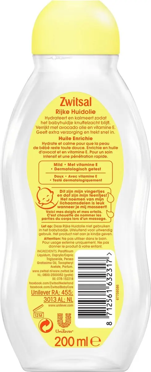 Zwitsal Rijke Huidolie Avocado 200ml - 2 Stuks