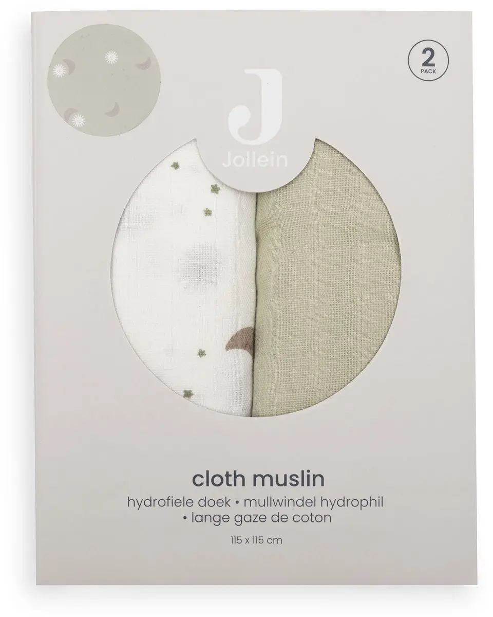 Jollein Hydrofiele Doek Large 115x115cm Over the Moon - 2 Stuks