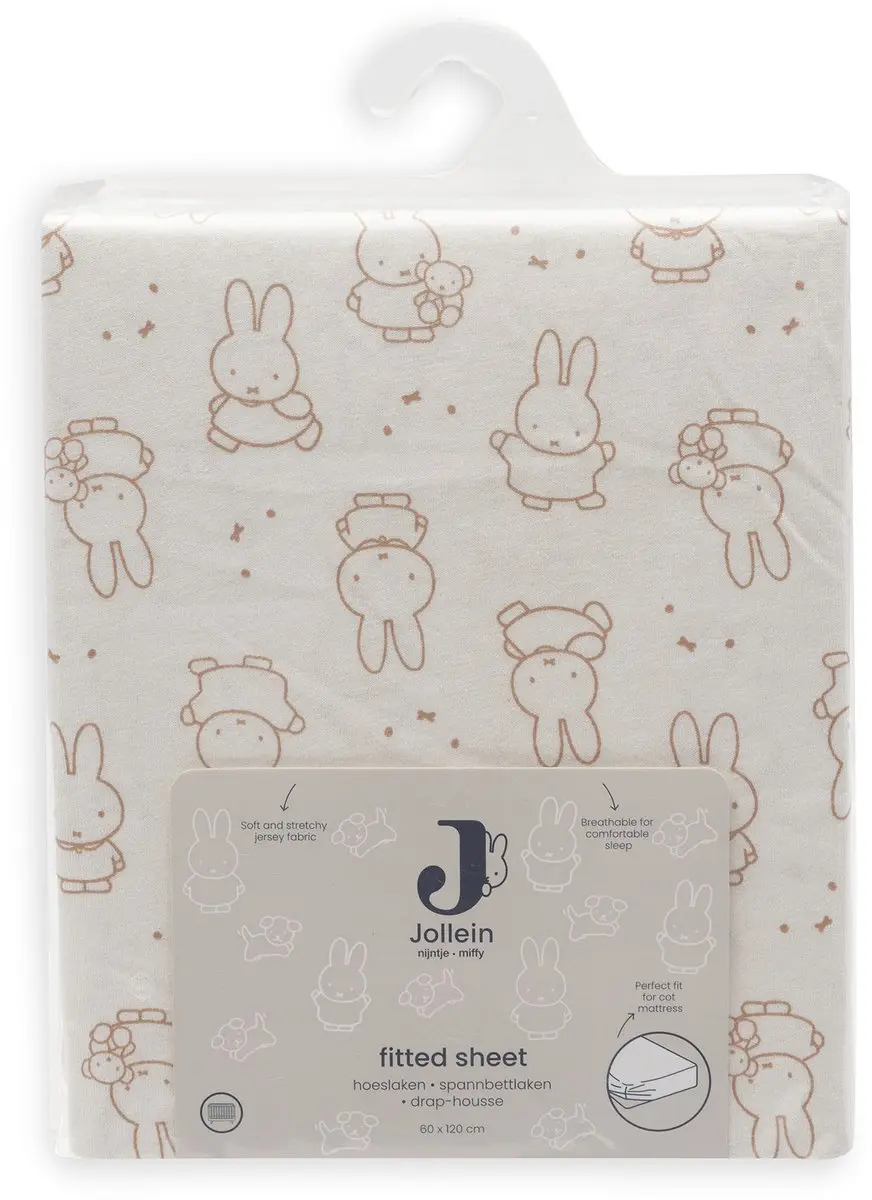 Jollein Miffy Moments Hoeslaken Jersey 70/75x140/150cm - Light Terra